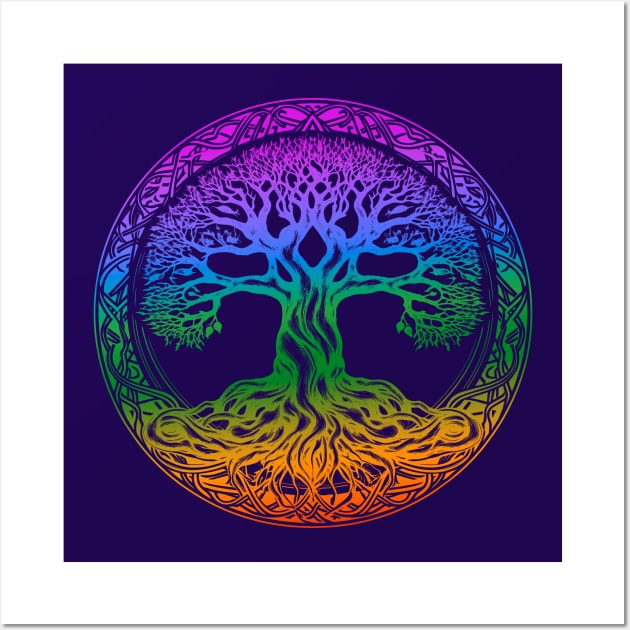 Tree of Life Celtic Colorful Rainbow Graphic Wall Art by Pine Hill Goods